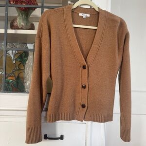 Madewell V-Neck Slim Cardigan Sweater / Heather Camel